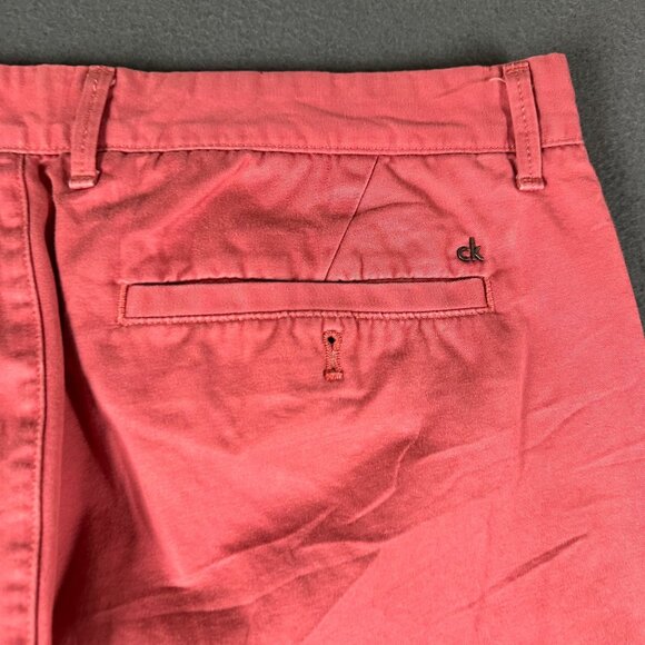 Calvin Klein Mens 36x30 Salmon Pink Flat Front Cotton Chino Casual Pants - Picture 8 of 8
